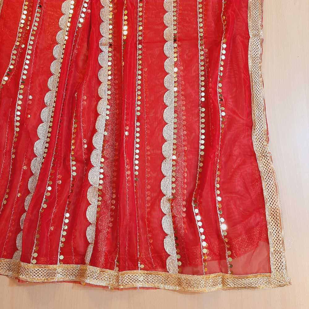 Gota Work Dupatta For Wedding Party - Net - ZD0A3