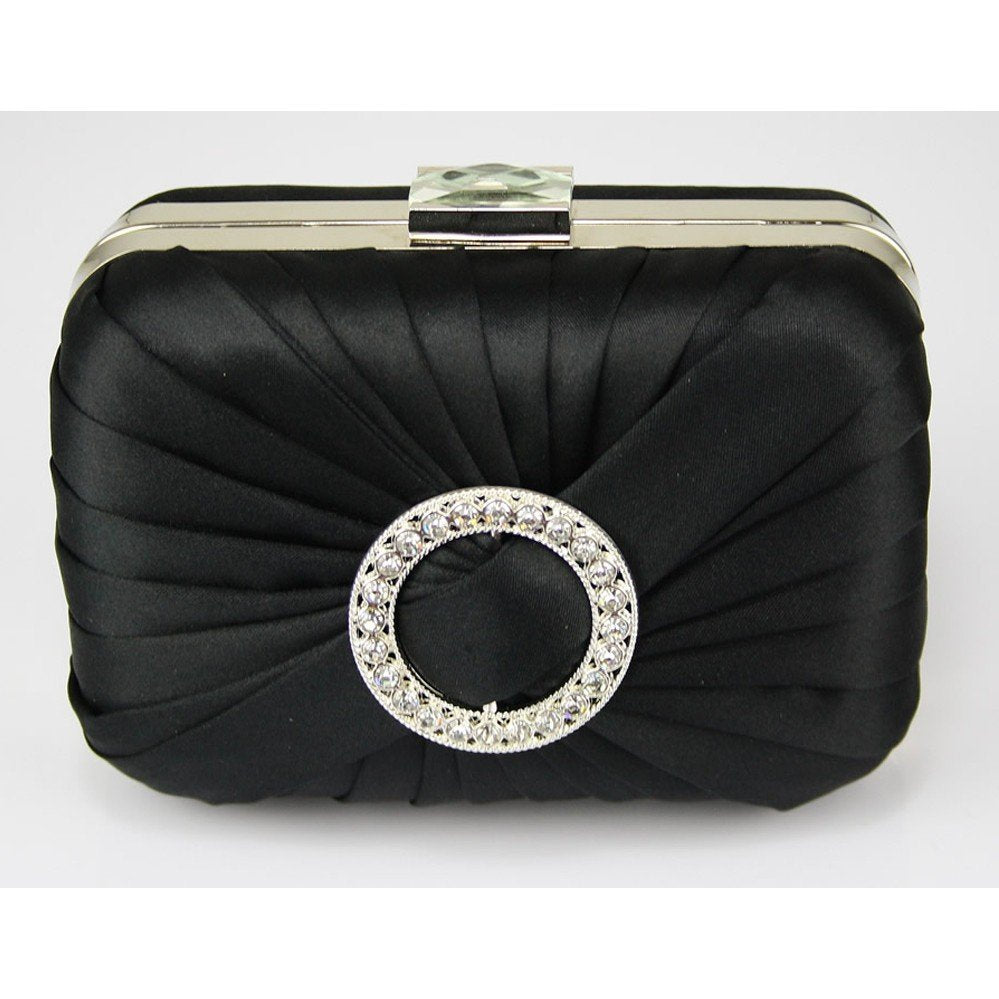 lse0071-black-gorgeous-satin-rouched-brooch-hard-case-red-evening-bag