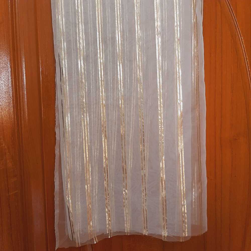 Organza Dupatta With Zari Work - Dyeable - White - ZD1031