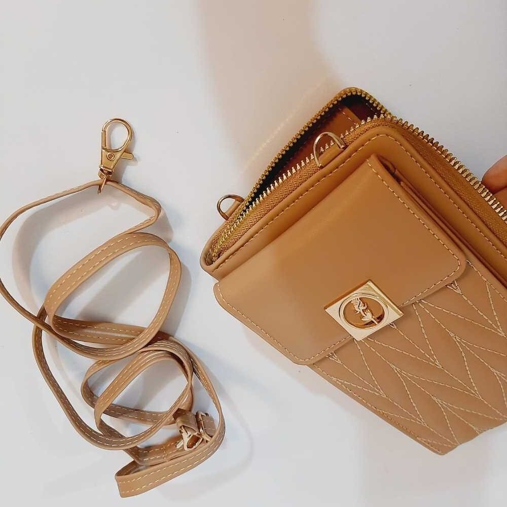 2 in 1 Wallet + Crossbody Bag - Beige - W16