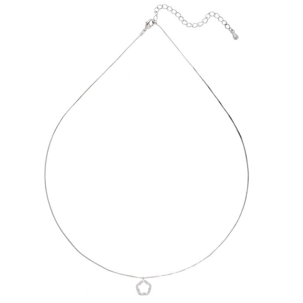 Silver Plated Flower Necklace - AGN0011