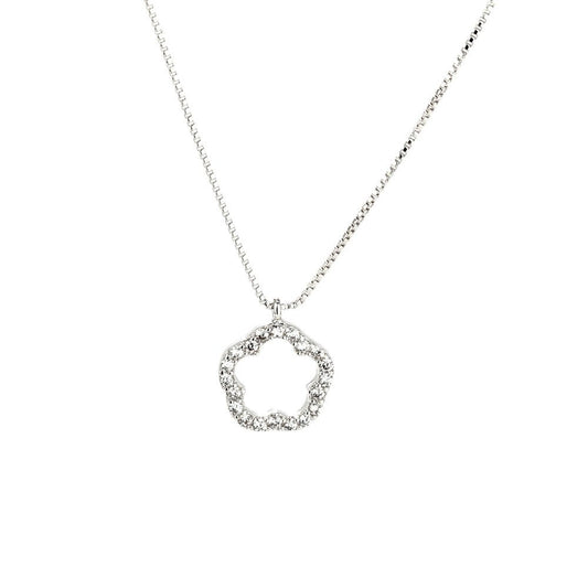 Silver Plated Flower Necklace - AGN0011