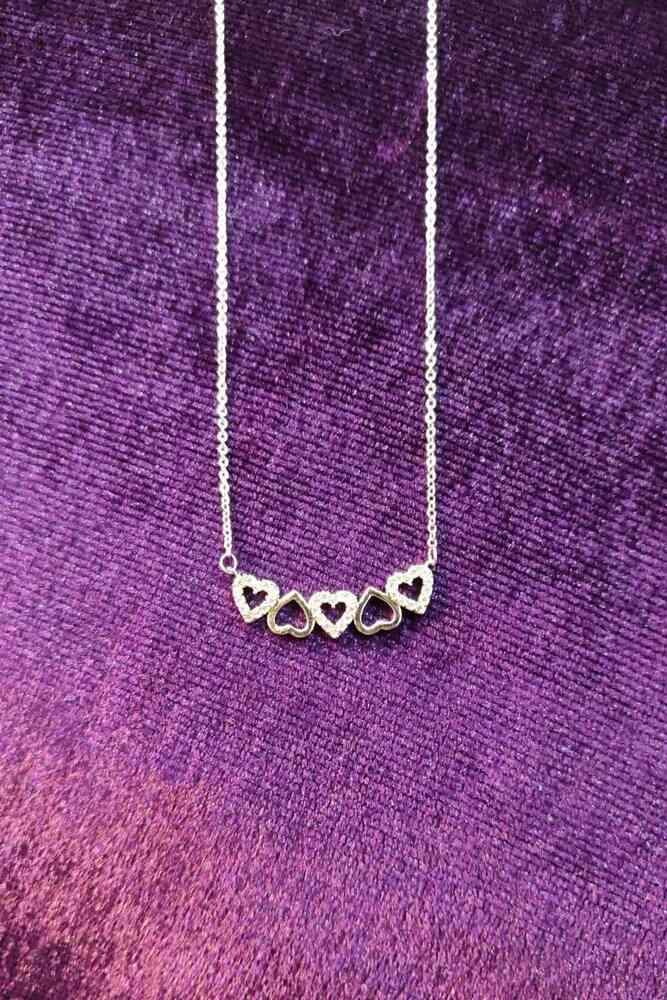 AGN0015 - Sparkling Silver Plated Hearts Necklace