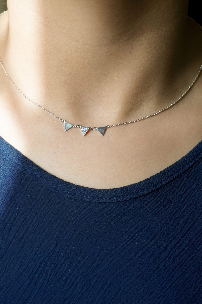 AGN0020 - Sparkling Silver Plated Triangle Necklace