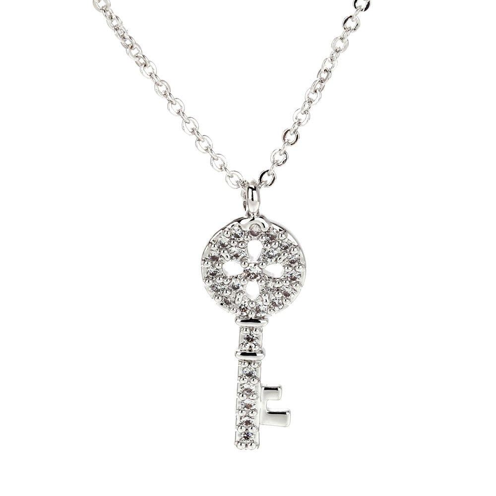 AGN0022 - Sparkling Silver Plated Key Necklace