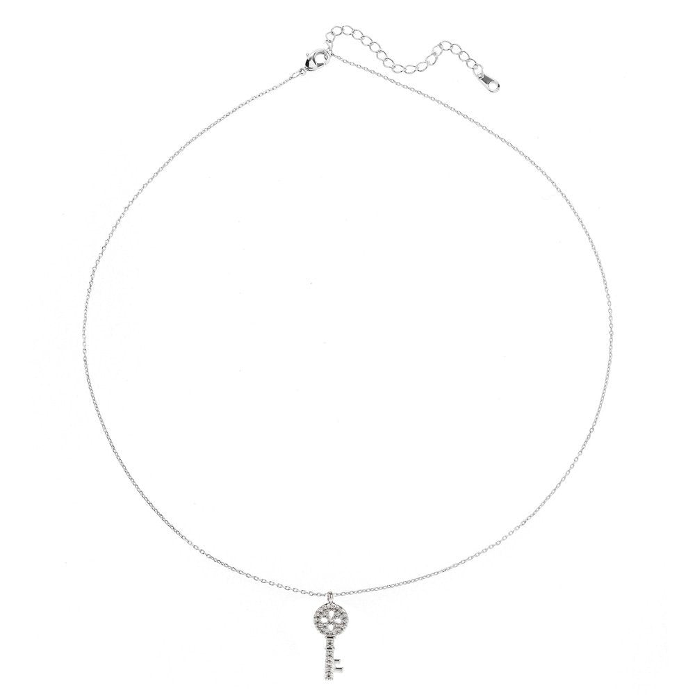 AGN0022 - Sparkling Silver Plated Key Necklace