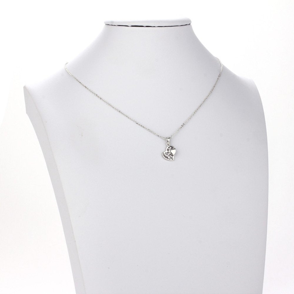 AGN0023 - Sparkling Silver Plated Heart Necklace