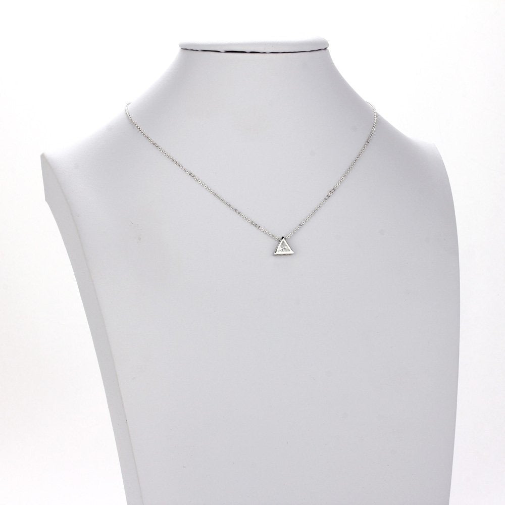 AGN0032 - Sparkling Silver Plated Triangle Necklace