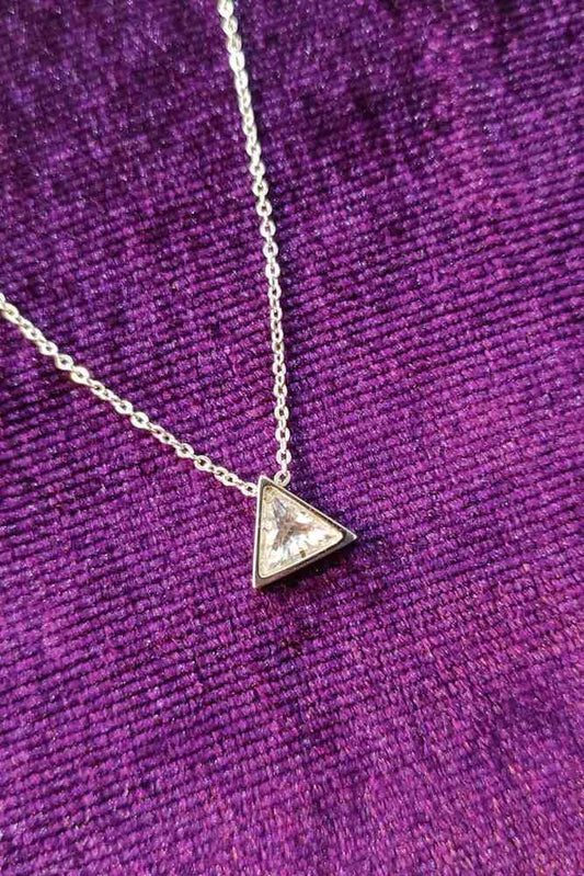 AGN0032 - Sparkling Silver Plated Triangle Necklace
