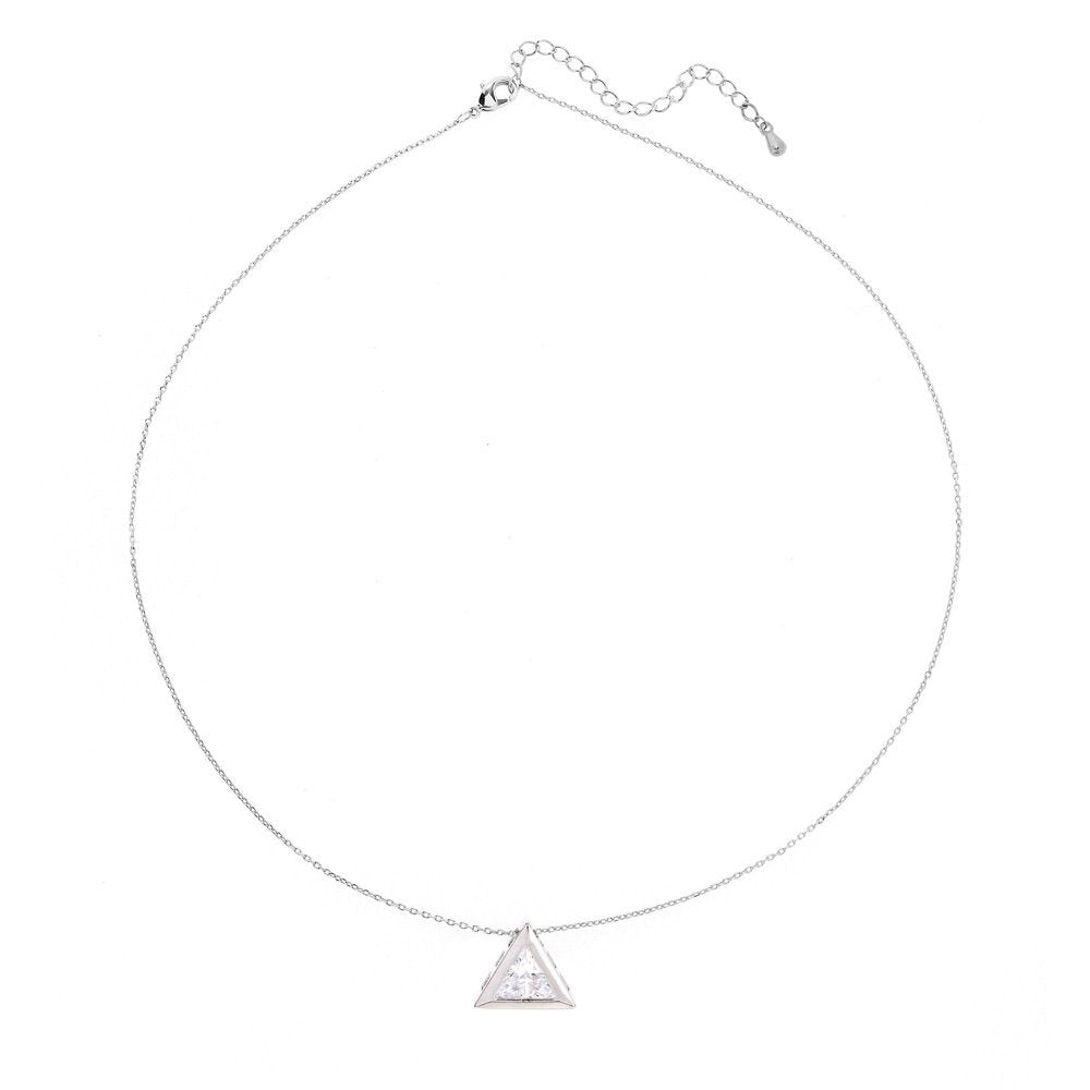 AGN0032 - Sparkling Silver Plated Triangle Necklace