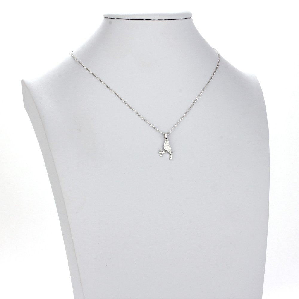 AGN0033 - Silver Plated Crystal Bird Necklace