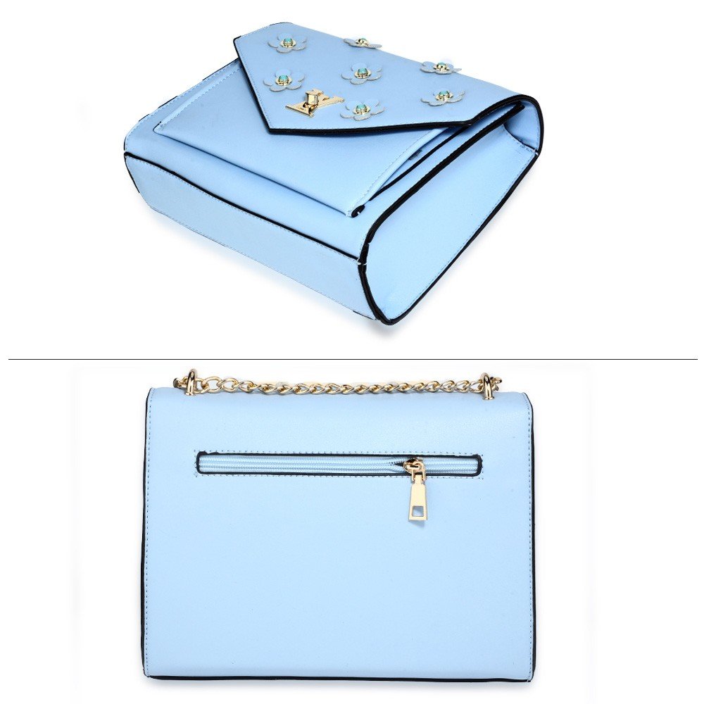 AG00626 - Blue Flap Twist Lock Cross Body Bag