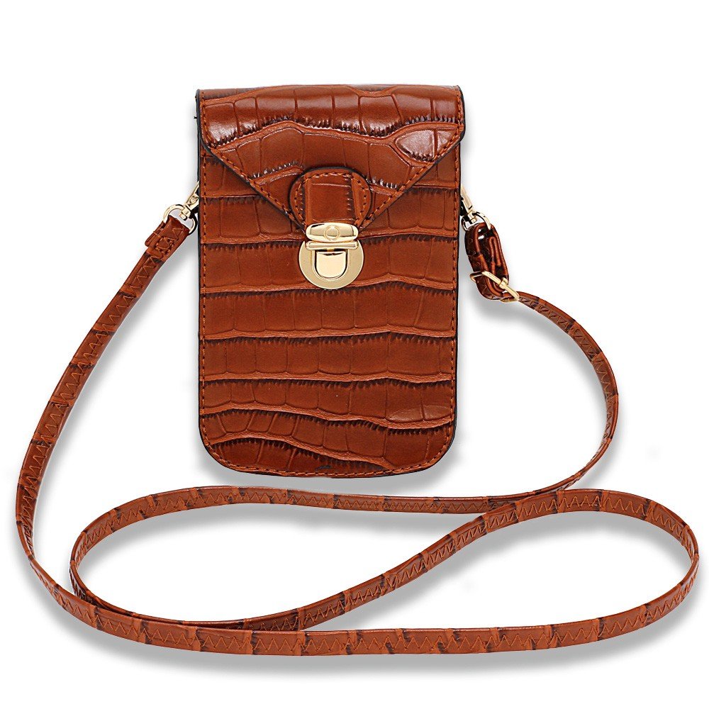 AG00642 - Brown Croc Print Cross Body Shoulder Bag