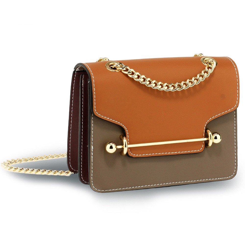 AG00720 - Brown / Tan / Burgundy Flap Style Cross Body Bag