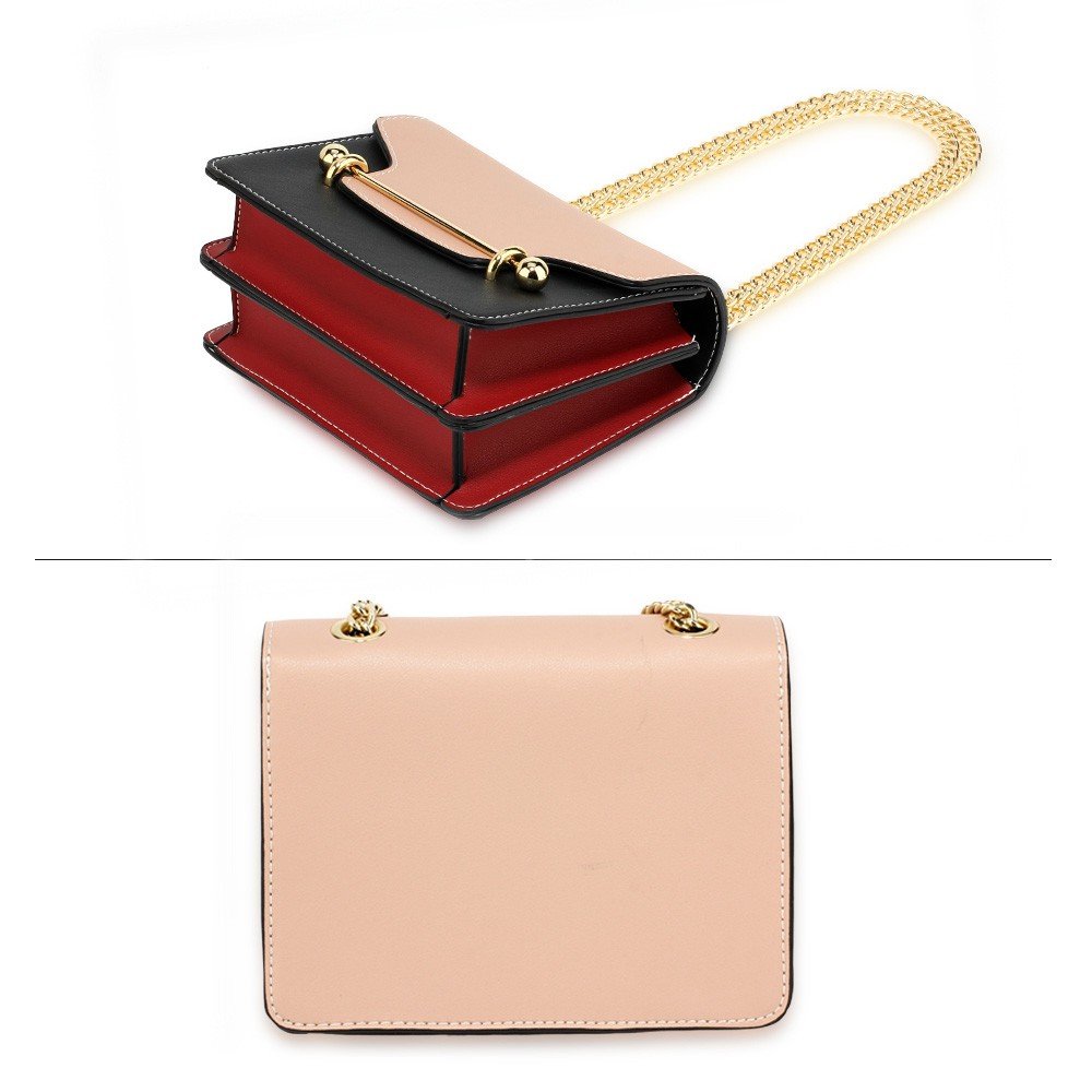 AG00720 - Nude / Black / Red Flap Style Cross Body Bag