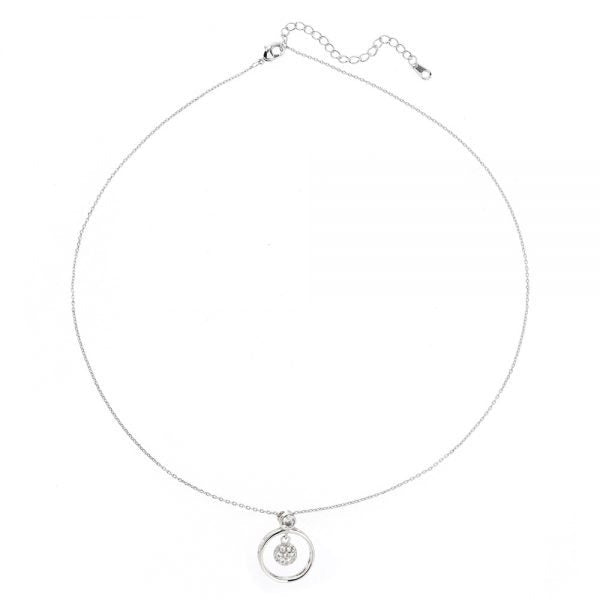 AGN0018 - Sparkling Silver Plated Circle Necklace