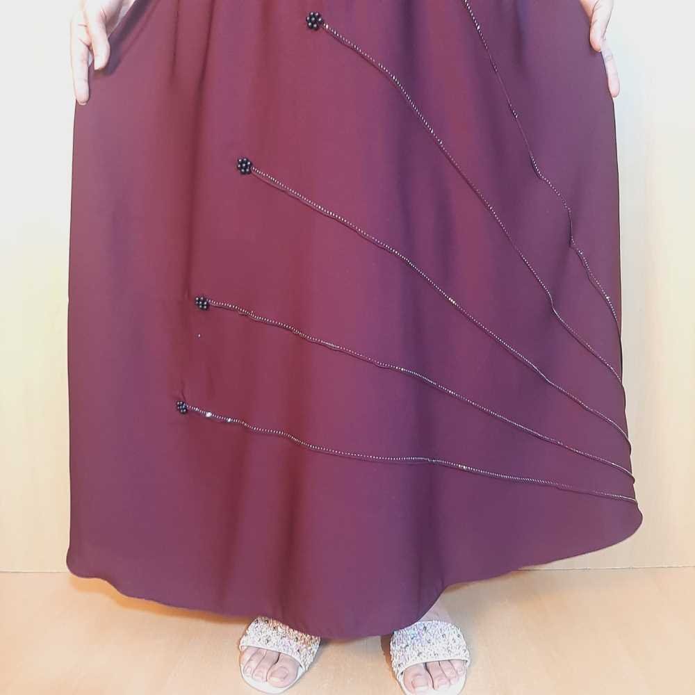 Beaded Nidah Fancy Abaya - Maroon - ZA152