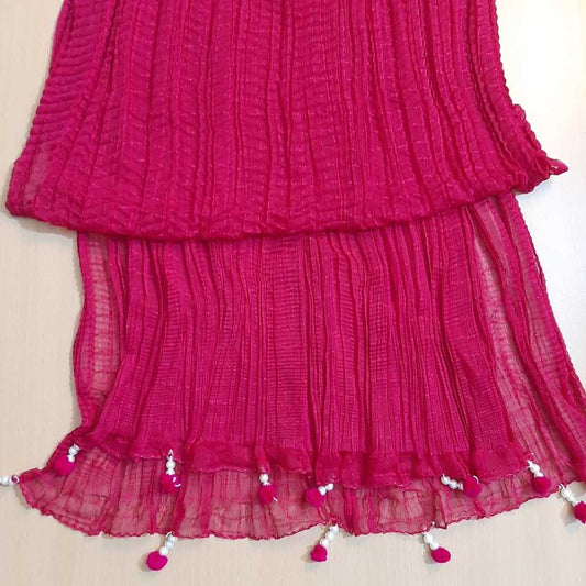 Chiffon Crush Dupatta With Bottom Tassels - ZD1241