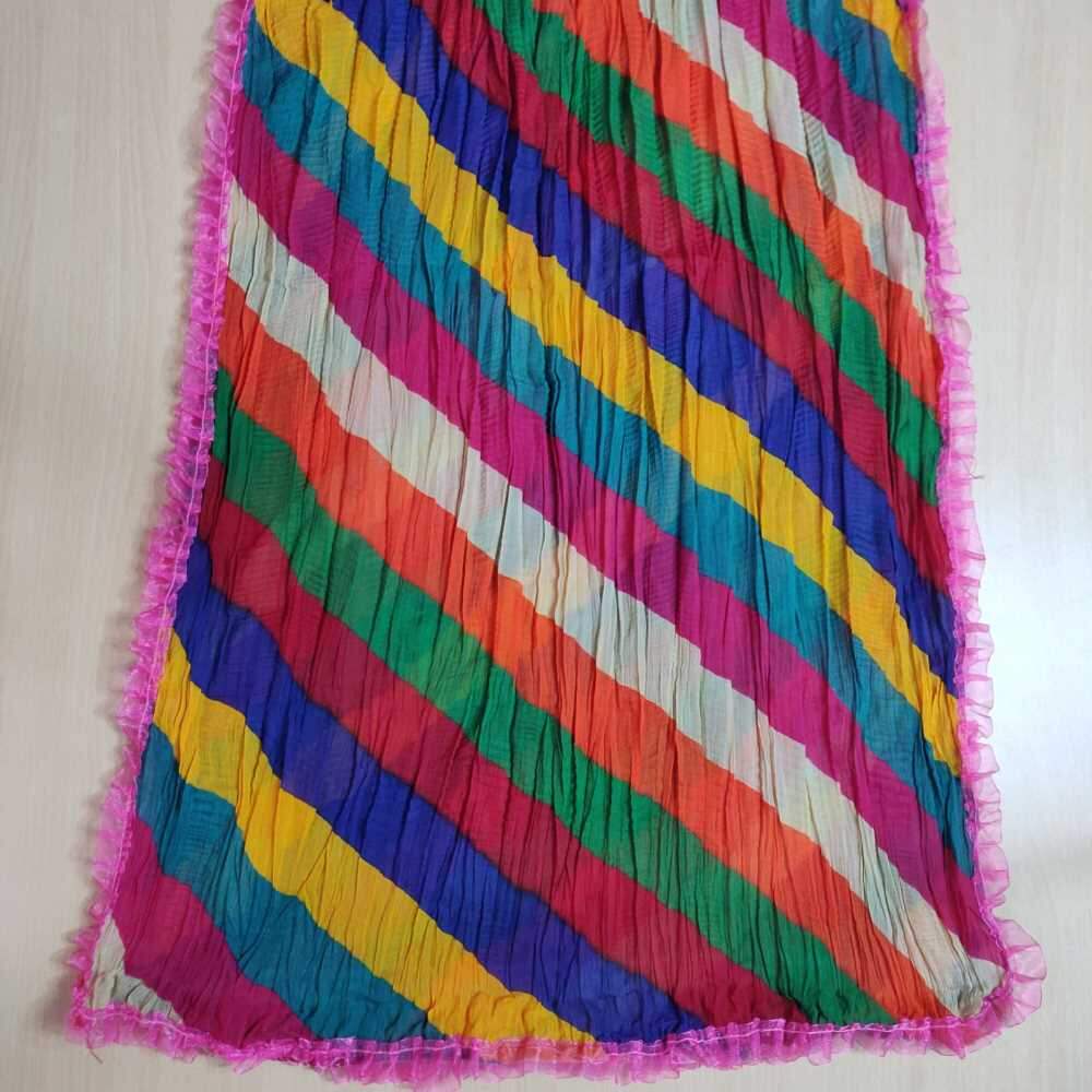 Crush Chiffon Dupatta With 4 Sided Lace - ZD635