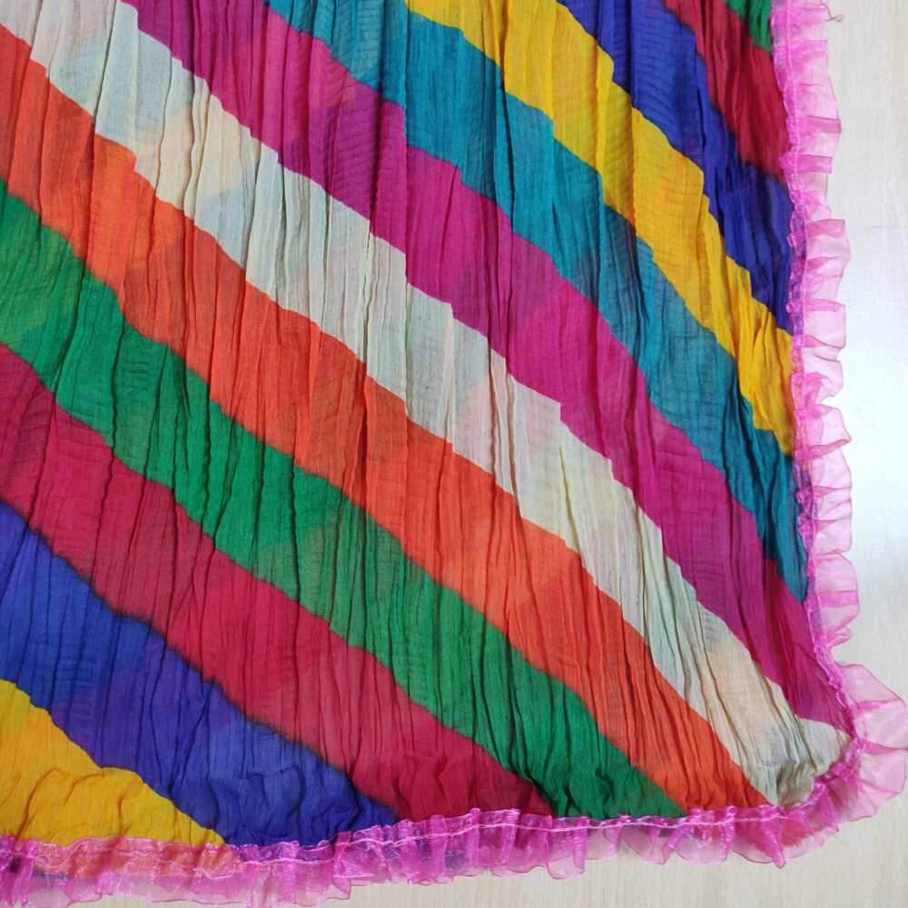 Crush Chiffon Dupatta With 4 Sided Lace - ZD635