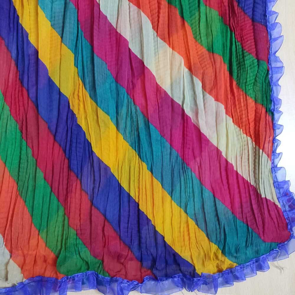 Crush Chiffon Dupatta With 4 Sided Lace - ZD635