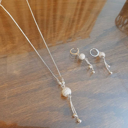 Earring , Necklace Set - Silver With Box - AS80