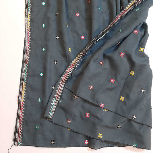 Embroided Swiss Lawn Summer Shawl Chaddar - Black - SH138