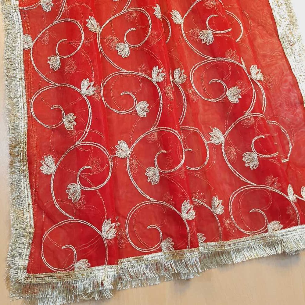 Gota Work Dupatta For Wedding - Net - ZD626