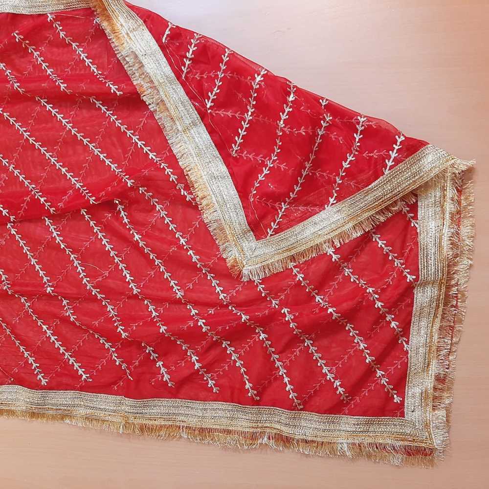 Gota Work Net Dupatta For Wedding Party - ZD0A7