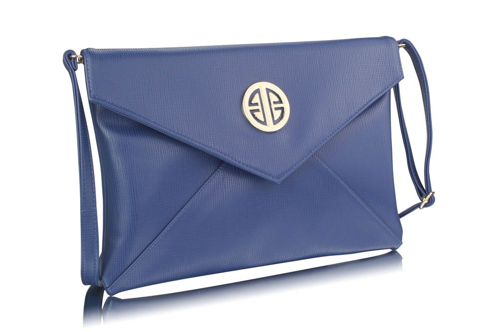 lse00220a navy large flap clutch purse