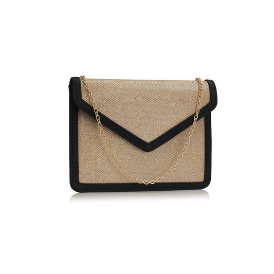 LSE00310 - Black/ Nude Flap Clutch purse