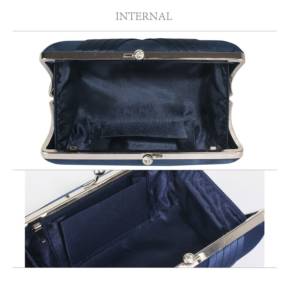 LSE0062 - Navy Satin Evening Clutch Bag