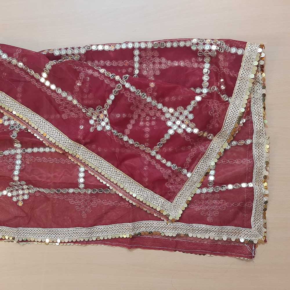 Gota Work Dupatta For Wedding Party - Net -  ZD1236