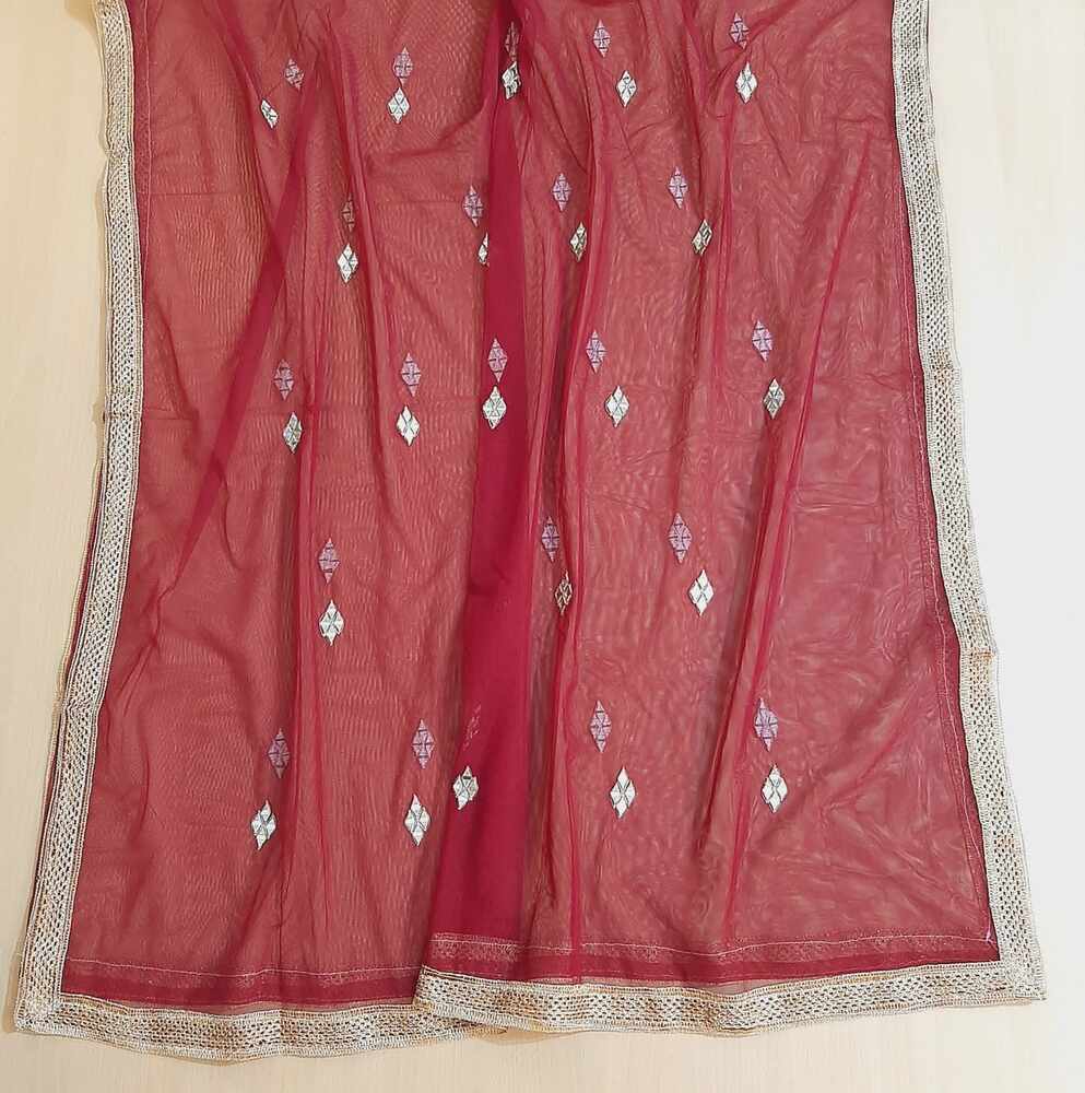 Mirror Work Gota Net Dupatta For Wedding Party - ZD0A5