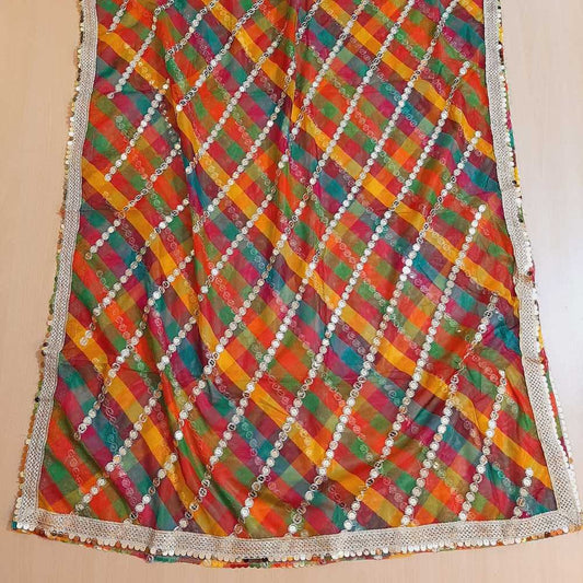 Mirror Work Net Dupatta  -  ZD1217