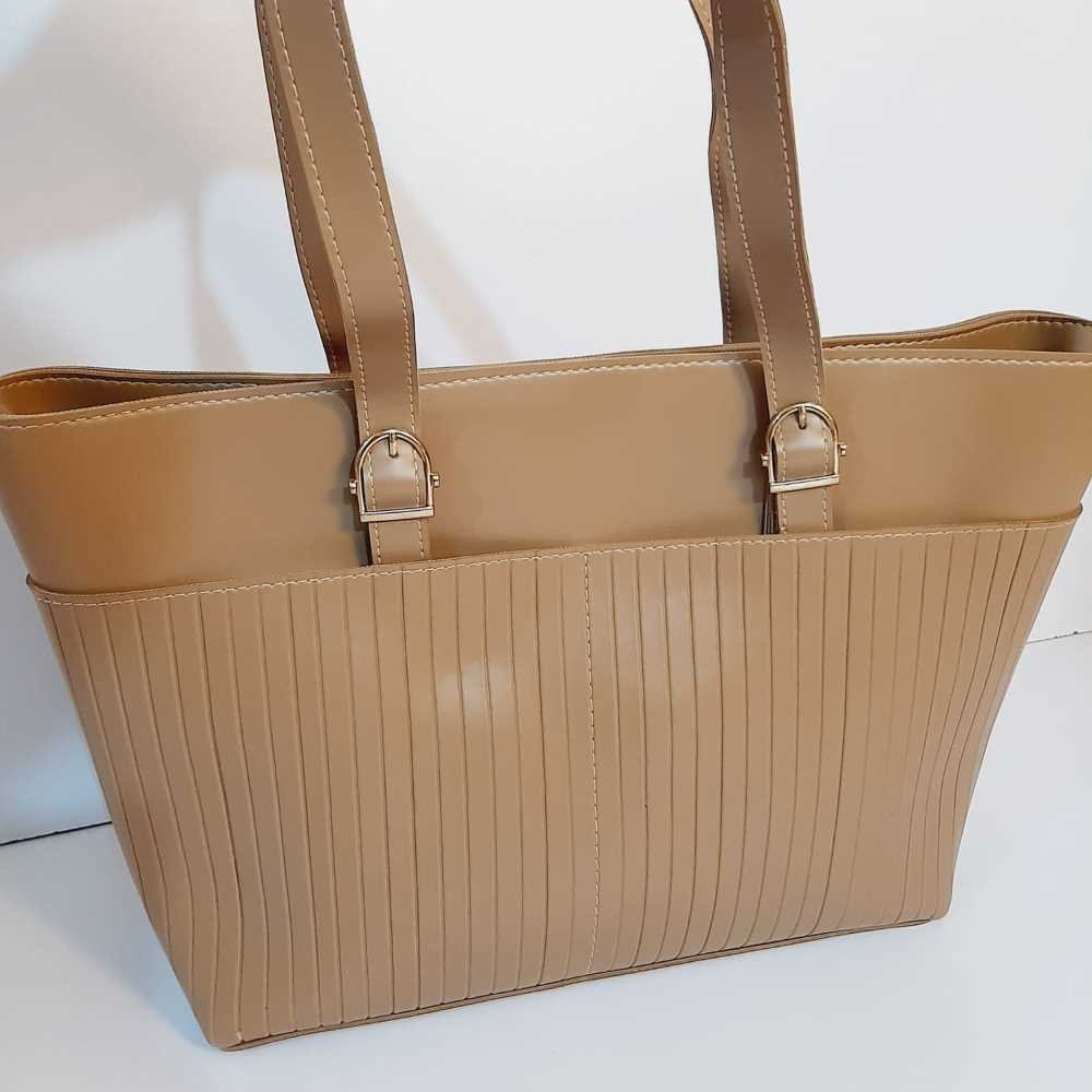 PU Leather Handbag - Nude - B02