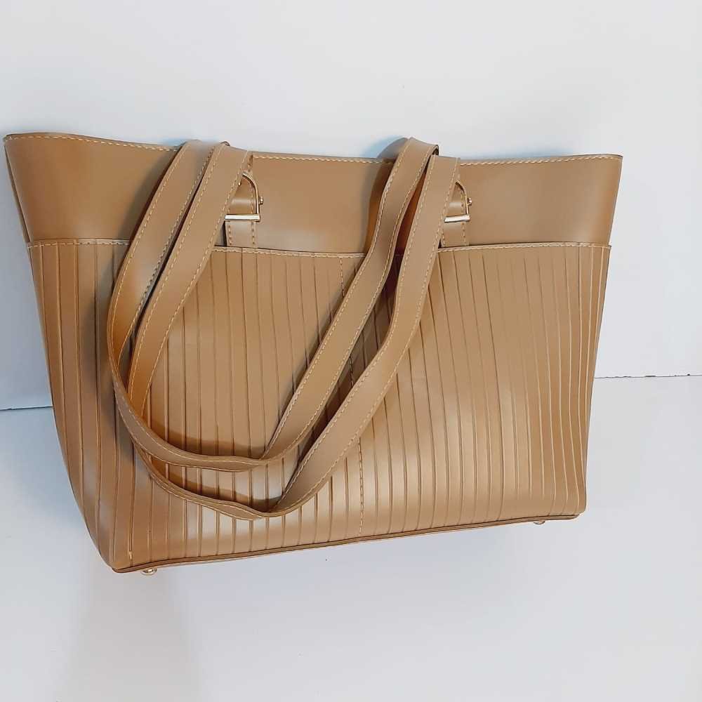 PU Leather Handbag - Nude - B02