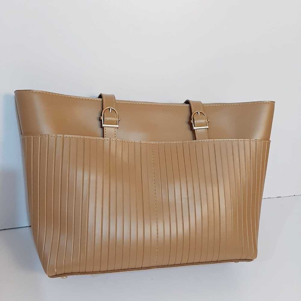 PU Leather Handbag - Nude - B02