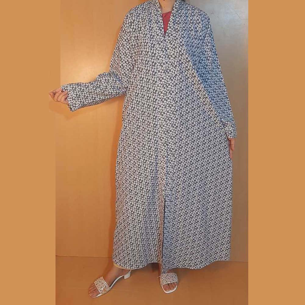 Printed - Front Open Abaya - Georgette - ZA168