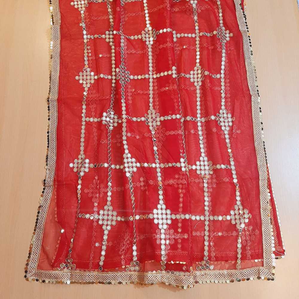 Gota Work Dupatta For Wedding Party - Net -  ZD1236