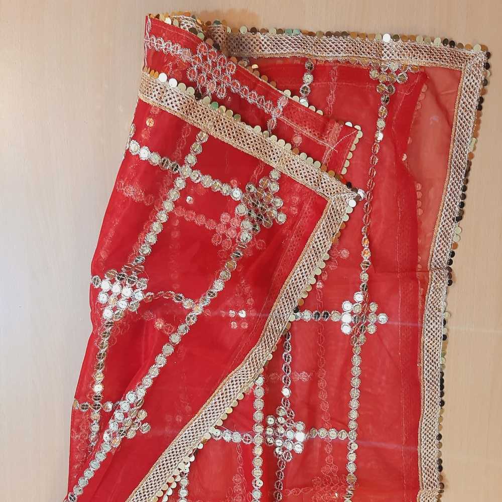 Gota Work Dupatta For Wedding Party - Net - ZD1236