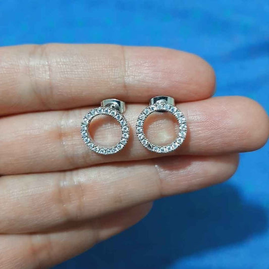 Round Shape Silver Earring-AE200