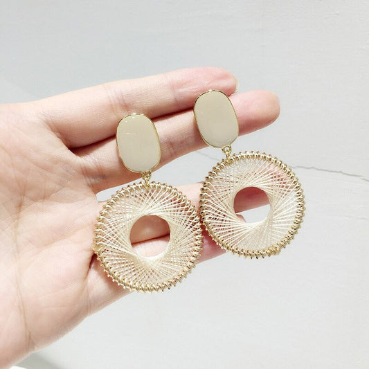 Round Earring - White - With Box - AE204