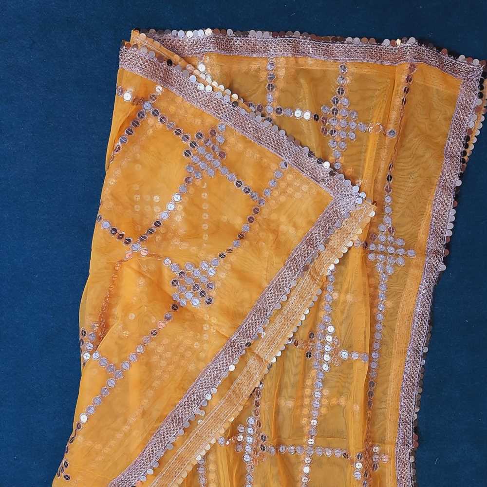 Gota Work Dupatta For Wedding Party - Net -  ZD1236