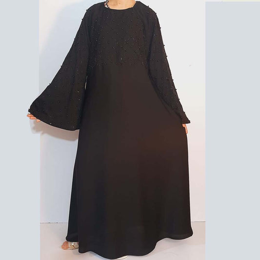 beaded nidah maxi style abaya black