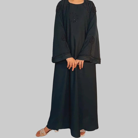 beaded maxi style nidah abaya black