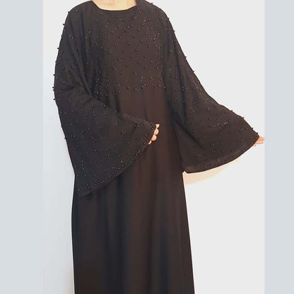 beaded nidah maxi style abaya black