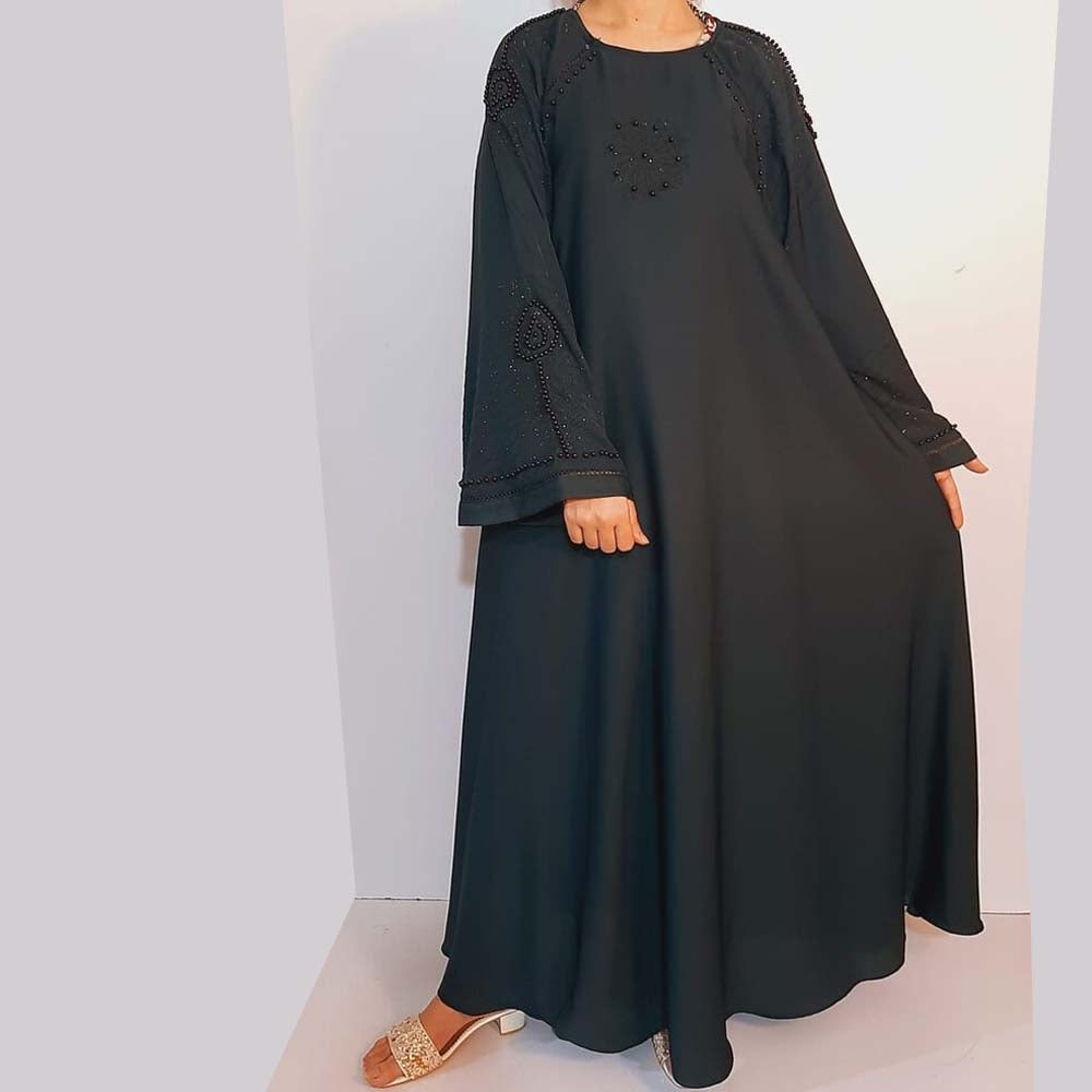 beaded maxi style nidah abaya black