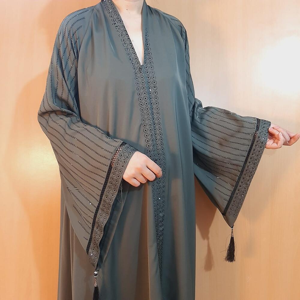 Beaded - Nidah Abaya - Green - BGA26