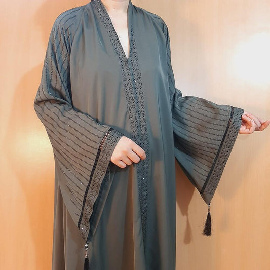Beaded - Nidah Abaya - Green - BGA26